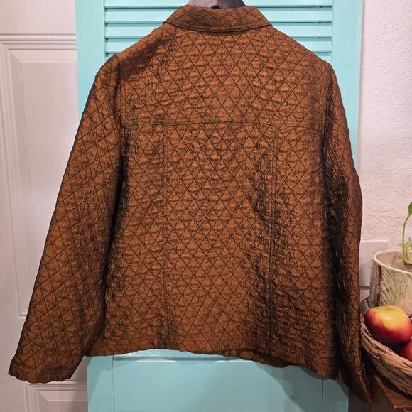 Brown Quilted Button-Up Jacket - Picture 2 of 5